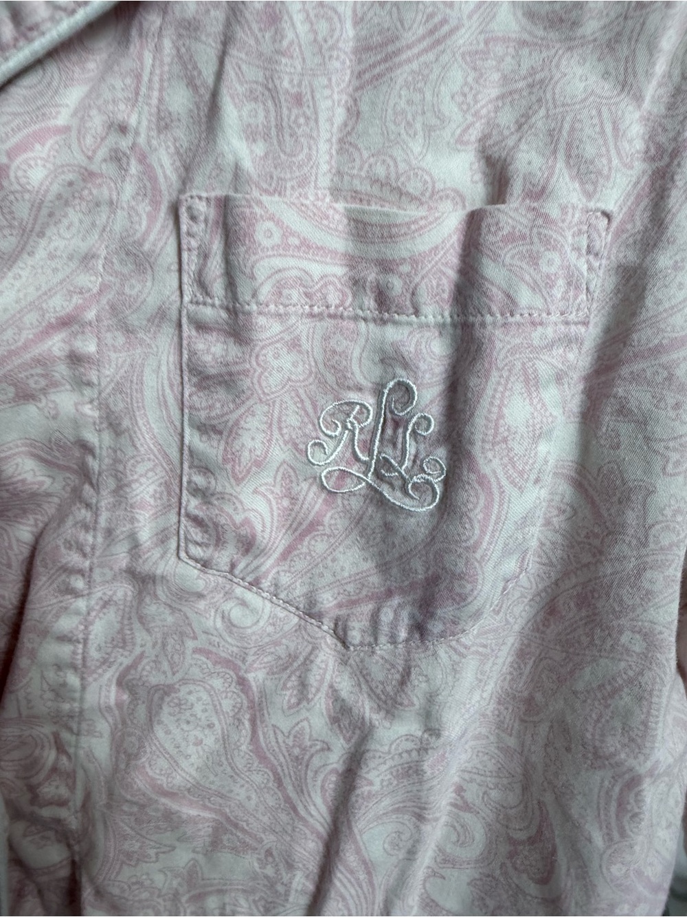 Lauren Ralph Lauren Light Pink Paisley Button-Down sleep shirt lounge wear M - Picture 5 of 12